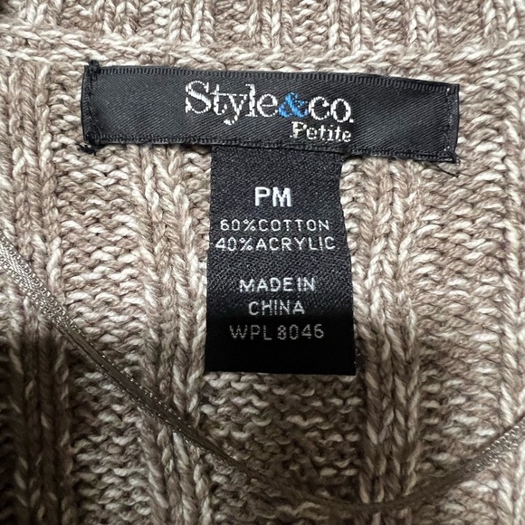 Style & Co. Beige Double Breasted Cardigan Sweater Overside Buttons Sz P Medium - Picture 2 of 4